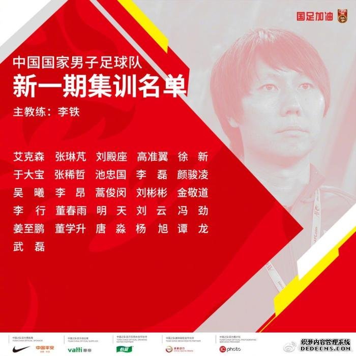 国足新一期集训名单。图片来源：中国足球队官方微博